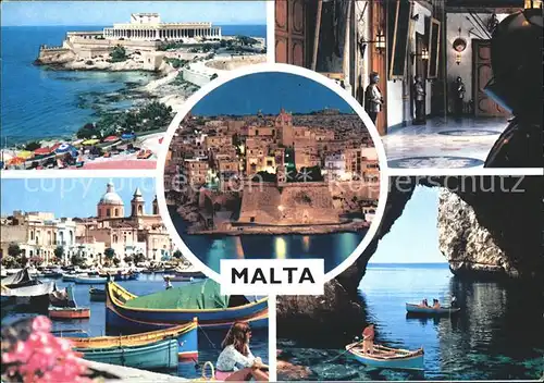 Malta Blaue Grotte Kathedrale Boote Hafen Kat. Malta