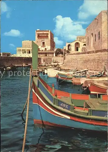 Malta St. Pauls Bay Fishing boats Harbour Hotel Gillieru Restaurant 