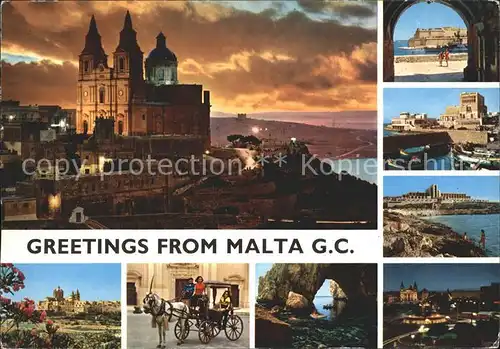 Malta Kathedrale Blaue Groote Strand Pferdekutsche Kat. Malta