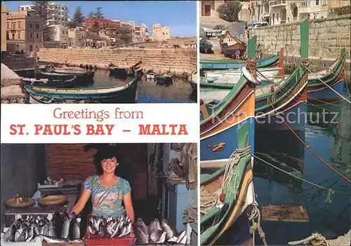 Malta St. Pauls Bay Boote Fishing Harbour 