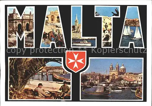 Malta Kirche Hafen Boote  Kat. Malta