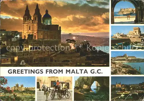 Malta Kirche Hafen Pfedekutsche Blaue Grotte Kat. Malta