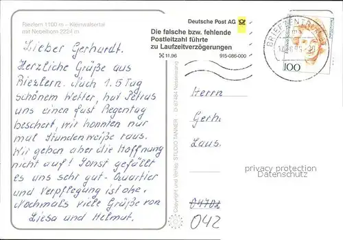 Riezlern Kleinwalsertal Vorarlberg mit Nebelhorn Fliegeraufnahme Kat. Mittelberg