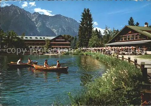 Riessersee Kurhotel und See Cafe Bootspartie Kat. Garmisch Partenkirchen