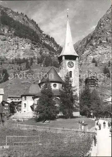Zermatt VS Kirche und Teehaus Edelweiss Kat. Zermatt