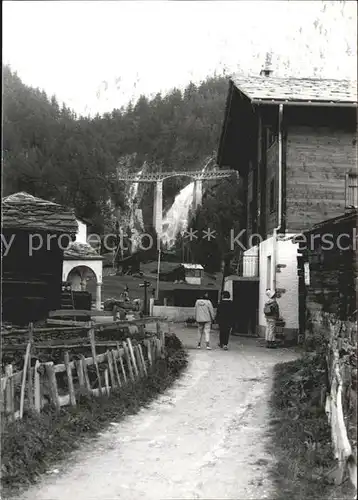 Winkelmatten Dorfpartie mit Viadukt Gornergratbahn / Zermatt /Bz. Visp