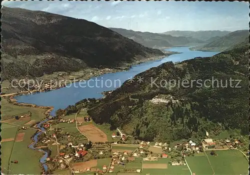 Ossiachersee Ruine Landskron Fliegeraufnahme Kat. Ossiach