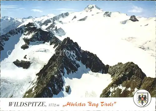 Wildspitze Fliegeraufnahme  Kat. St Leonhard Pitztal oetztaler Alpen
