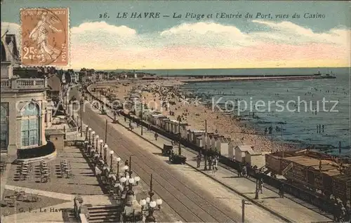 Le Havre Plage Entree du Port vues du Casino Stempel auf AK Kat. Le Havre