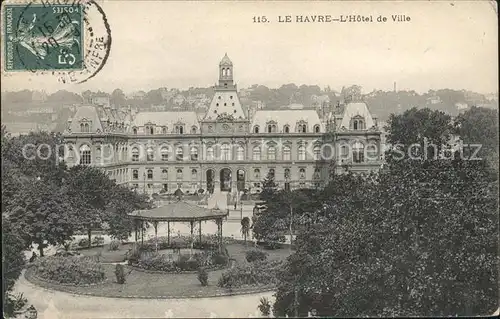 Le Havre Hotel de Ville Stempel auf AK Kat. Le Havre