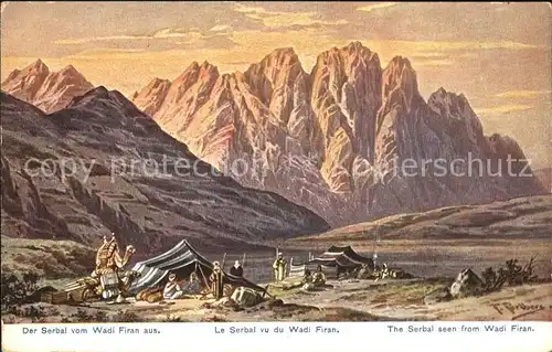Wadi Feiran Serbal Mountain vom Wadi Firan aus Kuenstlerkarte Serie 766 Palaestina No. 22