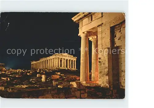 Athenes Athen Akropolis beleuchtete Parthenon Tempel Antike Kat. Griechenland