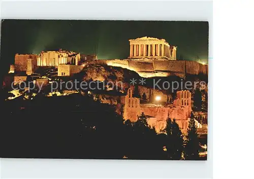 Athenes Athen Akropolis bei Nacht Tempel Antike Kat. Griechenland