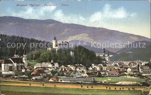 Bruneck Ansicht mit Burg Pustertal Kat. Pustertal