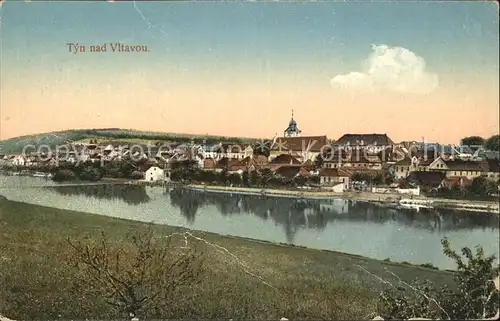 Tyn nad Vitavou Tein Teilansicht Partie am Fluss Kat. Tschechische Republik