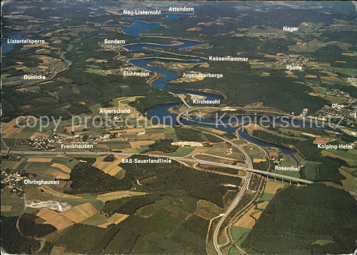 Biggesee Panoramakarte Rosenthal Olpe Kirchesohl Attendorn Rhode Kat