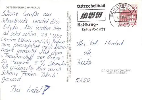 Haffkrug Ostseebad Fliegeraufnahme Ostseeheilbad / Scharbeutz /Ostholstein LKR
