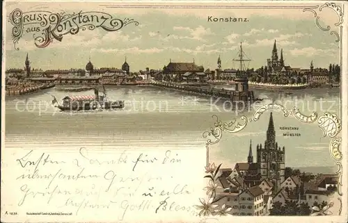 Konstanz Bodensee Hafen Panorama Muenster Kat. Konstanz