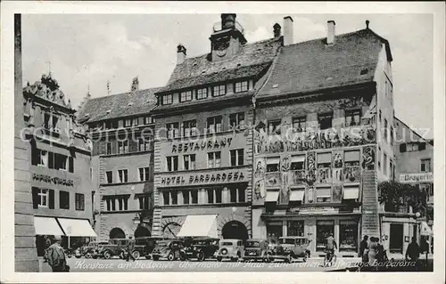 Konstanz Bodensee Obermarkt mit Haus zum hohen Hafen und Hotel Barbarossa Kat. Konstanz