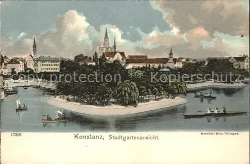 Konstanz Bodensee Stadtgarten Ruderboot Kirche Kat. Konstanz