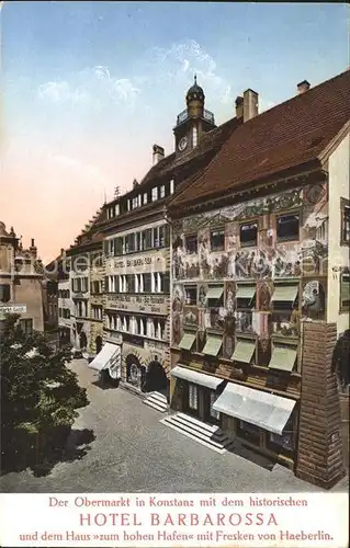 Konstanz Bodensee Obermarkt Hotel Barbarossa Historisches Gebaeude Fresken Haeberlin Geschichte Kat. Konstanz