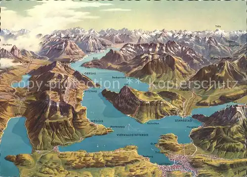 Vierwaldstaettersee SZ Panoramakarte Kat. Brunnen