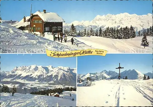 Schladmingerhuette Dachsteingebirge Planei Gipfelkreuz Hoechstein Kat. Schladming Steiermark