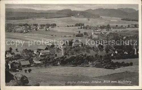 Schoena Elbe Panorama Blick zum Wolfsberg Kat. Reinhardtsdorf Schoena