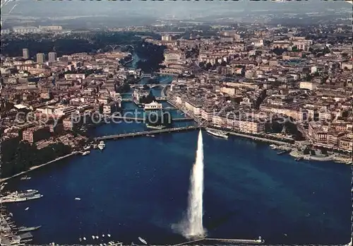 Geneve GE Fliegeraufnahme Rade et la Ville Springbrunnen Kat. Geneve