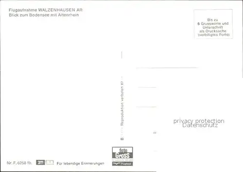 Walzenhausen AR Fliegeraufnahme Blick Bodensee Altenrhein Kat. Walzenhausen