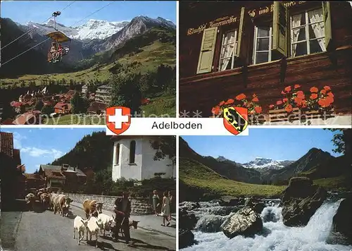 Adelboden Sessellift Wasserfall Haus Kuehe Kat. Adelboden