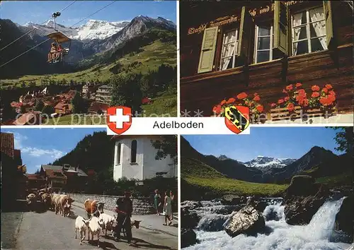 Adelboden Kuehe Wasserfall Sessellift Haus Kat. Adelboden