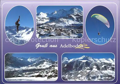 Adelboden Fallschirm Snowboard Ortsansichten Kat. Adelboden