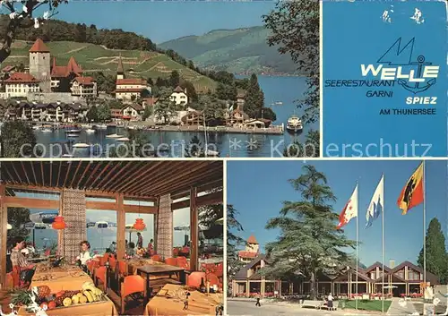 Spiez Thunersee BE Seerestaurant Welle garni Segelboote  / Spiez /Bz. Niedersimmental