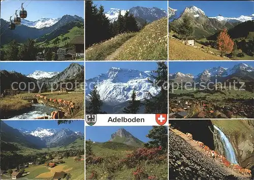 Adelboden Luftseilbahn Kuehe Alpen Wasserfall Ortsansicht Kat. Adelboden