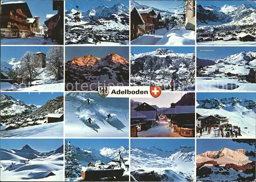 Adelboden Geils Hahnenmoos Kirche Skifahrer Hotels Sesselbahn Kat. Adelboden