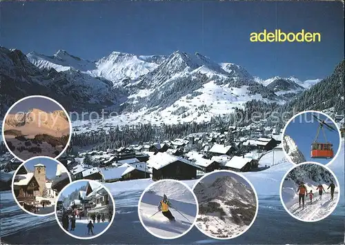 Adelboden Luftseilbahn Skifahrer Kirche Ortsansicht Kat. Adelboden