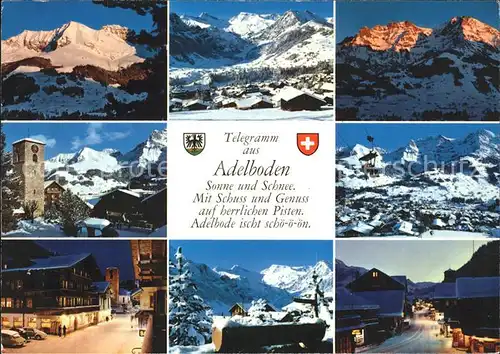 Adelboden Gedicht Kirche Sesselbahn Alpen Strassenansicht Kat. Adelboden