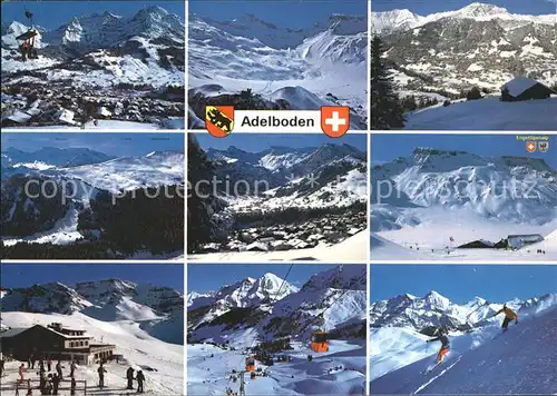 Adelboden Luftseilbahn Skifahrer Alpen Sesselbahn Kat. Adelboden