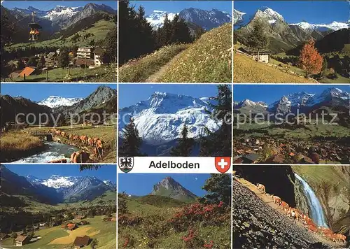 Adelboden Sesselbahn Wasserfall Kuehe Alpen Kat. Adelboden