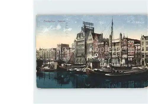 Amsterdam Niederlande Damrak Kanal Schiff Kat. Amsterdam