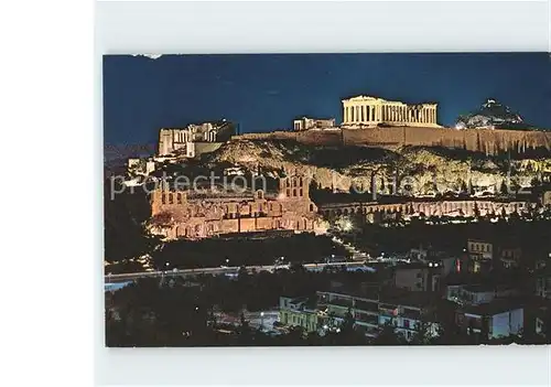 Athens Athen Beleuchtete Akropolis Antike Staette Kat. Griechenland