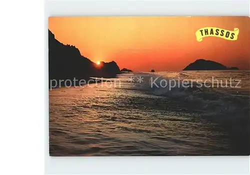 Thassos Sonnenuntergang am Strand Kat. Griechenland