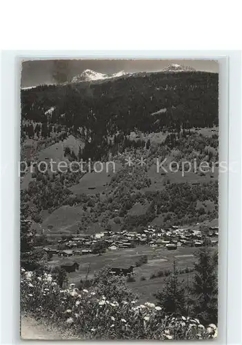Klosters GR Panorama mit Madrisahorn Raetikon Kat. Klosters