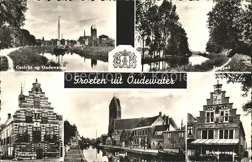 Oudewater Jaagpad Stadhuis Ijssel Kerk Heksenwaag Giebel Wappen Kat. Oudewater