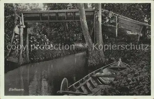 Giethoorn Kahn Wasserstrasse Holzbruecke Kat. Steenwijkerland