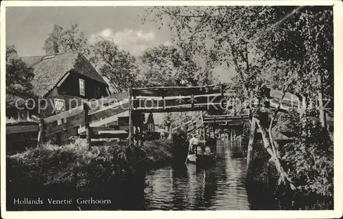 Giethoorn Hollands Venetie Kahn Wasserstrasse Holzbruecke Kat. Steenwijkerland