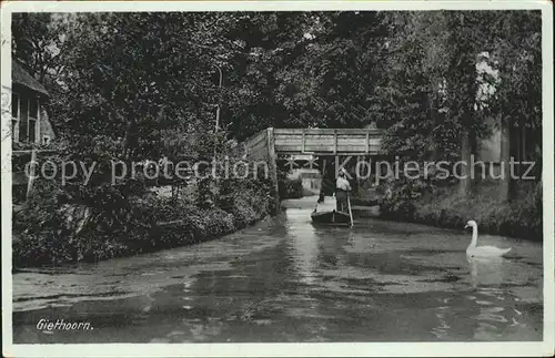 Giethoorn Wasserstrasse Kahn Schwan Kat. Steenwijkerland