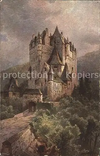 Burg Eltz im Moseltal Kuenstlerkarte Kat. Muenstermaifeld