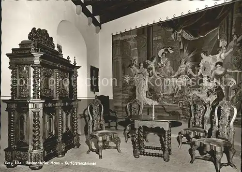 Burg Eltz Kurfuerstensaal im Rodendorfer Haus Gobelin Kat. Muenstermaifeld